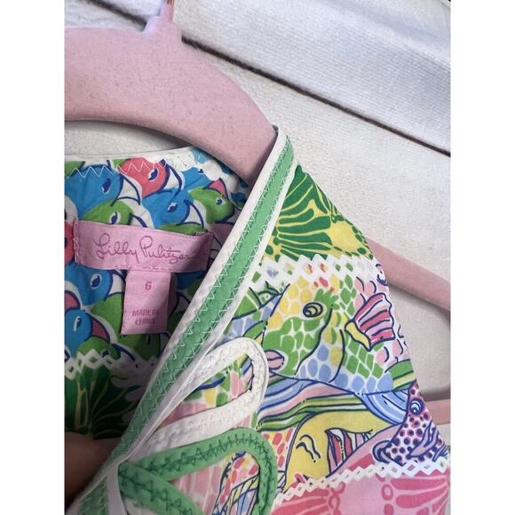 Lilly Pulitzer Girls Shift Fish Patchwork Sz 6 - Picture 3 of 5